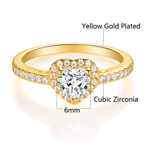 MDFUN Luxurious 18k Gold Plated Cubic Zirconia Wedding Engagement Rings Eternity Bridal Band Halo Rings - color: C-gold plated