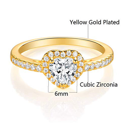 MDFUN Luxurious 18k Gold Plated Cubic Zirconia Wedding Engagement Rings Eternity Bridal Band Halo Rings - color: C-gold plated