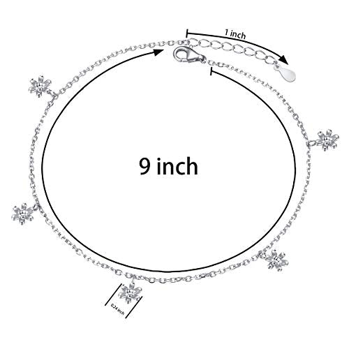 Anklet for Women 925 Sterling Silver Foot Adjustable Ankle Bracelet Jewelry - style: Flower