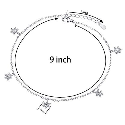 Anklet for Women 925 Sterling Silver Foot Adjustable Ankle Bracelet Jewelry - style: Flower