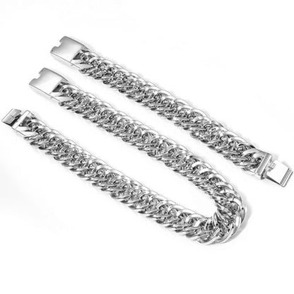 SDA Wide Chunky Gold Chain Necklace - Heavy and Waterproof 316L Surgical Steel with 18K Gold Plating for Modern Men and Women into Hip Hop Fashion - color: B601-White Gold