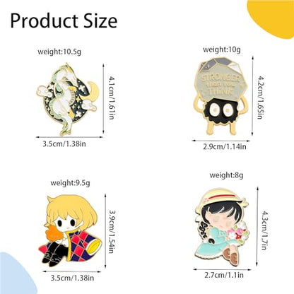 MemeChic 4Pcs Kawaii Enamel Pin Set, Cute Anime Lapel Pins, Cartoon Funny Pin Bulk Set Brooch Button Aesthetic Badges for Backpacks, Jackets, Gifts for Kids Girls Boys Festival Present