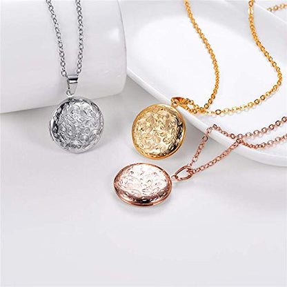 Locket Necklace that Holds Pictures Flower Lockets Pendant Necklaces Birthday Gifts Jewelry - style: Rose Round