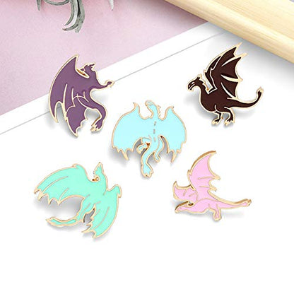 Cute Enamel Pin Set Lapel Pins Brooches Cartoon Brooch Badge Pins for Clothes Bags Backpack for Women - color: Dragon Set
