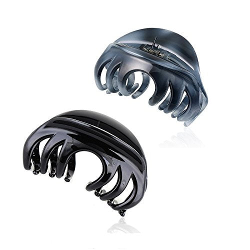 Pack of 2 Large 4" Hair Claw Clip-Acrylic Strong Holding Power Hair Clips Hairgrip for Women and Girls Hair Barrettes for For Thick Hair(C-BG) - color: C-BG