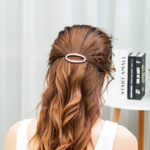 Andelaisi Hair Clip, Silver Circle Pearl Hairpin Clip, Vintage Hollow Circle Hair Barrette, Geometric Head Clip Accessories for Women and Girls