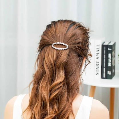 Andelaisi Hair Clip, Silver Circle Pearl Hairpin Clip, Vintage Hollow Circle Hair Barrette, Geometric Head Clip Accessories for Women and Girls