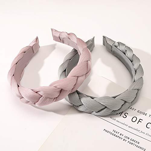 Headbands Women Hair Head Hands Braided Head Band Twist Hairbands for Girls Black Pink Gray White Hair Band - color: YHB-006