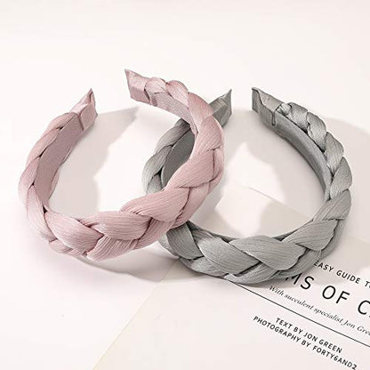 Headbands Women Hair Head Hands Braided Head Band Twist Hairbands for Girls Black Pink Gray White Hair Band - color: YHB-006
