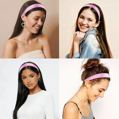 Wecoe Satin Headbands, 16 Pcs 1 Inch Hair Bands for Women & Girls(Set I) | Great for daily wear, festive looks & DIY crafts - color: Set I