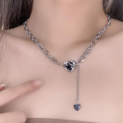 Irregular Heart Necklace for Women Y2k Pink Zircon Pearl Diamond Women's Fashion Pendant Hot Fashion Pink Jewelry for Women - color: Style17