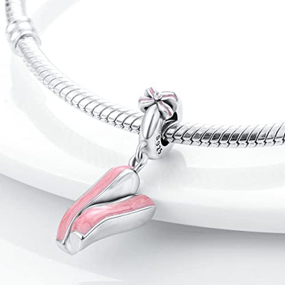 MULA 925 Sterling Silver Charms for Bracelets and Necklace Family Pendants | Airplane Travel Dangle Beads Family Tree Jewelry Charms for Women - color: Ballet Shoes Charm