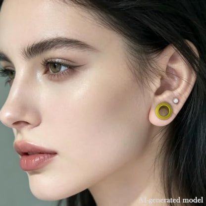 14G-00G Double Flare Screw On Gauges Tunnels Plugs Stretching Set Kit 316L Surgical Steel Gauges Tunnel Plug for Ears Size 16G 12G 10G 8G 6G 4G 2G 0G 00G Women Men - color: Gold Tone-14G-00G