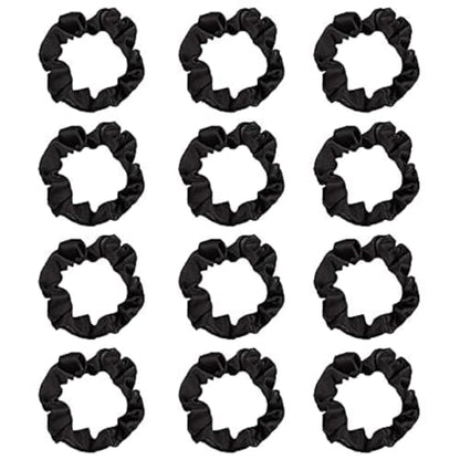 12Pcs Satin Hair Scrunchies For Women, Black Scrunchies Hair Ties | Soft Satin Fabric, Gentle Hold, Stretch Elastic Band, Suitable For Daily Wear, Parties, Sports, And Gifting - color: 12Pcs Black