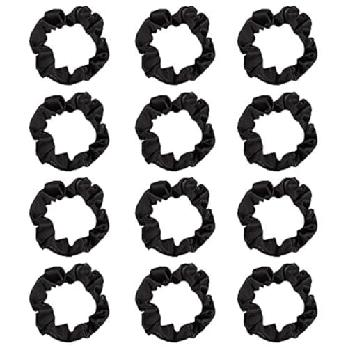 12Pcs Satin Hair Scrunchies For Women, Black Scrunchies Hair Ties | Soft Satin Fabric, Gentle Hold, Stretch Elastic Band, Suitable For Daily Wear, Parties, Sports, And Gifting - color: 12Pcs Black