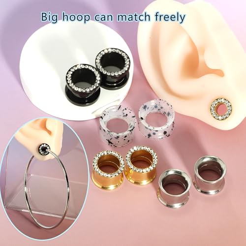 TIANCI FBYJS Stainless Steel Ear Tunnels Saddle Gauges For Ear Silicone Soft Flexible Earrings Gauge Plugs Expander Stretcher Body Piercing Jewelry 0g 2g 00g 1/2'' Set - style: 16mm=5/8''
