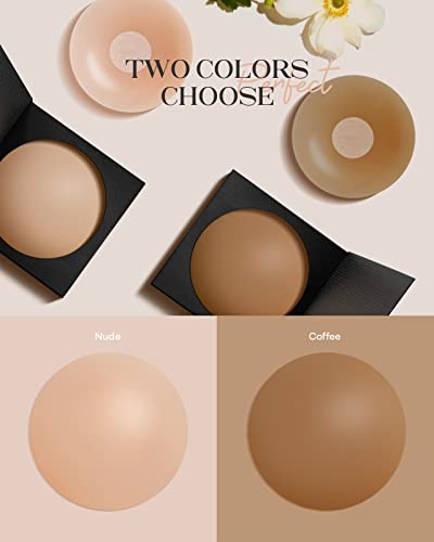 BearKig 2-Pairs Nipple Cover, Nipple Pasties for Women, Pasties Nipple Covers, Nipple Covers for Women Reusable, Nipple Cover with Travel Box(Nude)