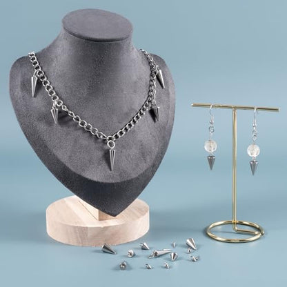 Cone Charm, Punk Style Spike Pendants with Small Hole, Glossy Gothic Dangle Cone Pendants Charm - color: Silver,Stainless Steel,25pcs,5 sizes