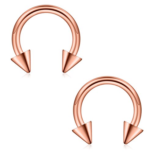 12PCS 12G Surgical Steel Nose PA Septum Horseshoe Hoop Earring Eyebrow Tragus Lip Piercing Ring - style: 10mm w Spikes