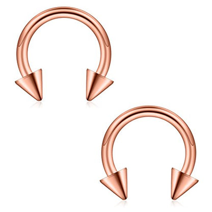 12PCS 12G Surgical Steel Nose PA Septum Horseshoe Hoop Earring Eyebrow Tragus Lip Piercing Ring - style: 10mm w Spikes