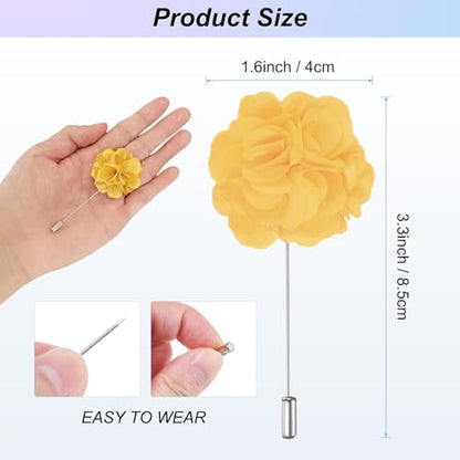 M METERXITY Flower Lapel Pins for Men, Boutonnieres Pin Camellia Flower Groom Boutonnieres for Wedding/Graduation - color: Yellow