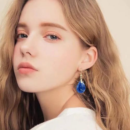 Boho Multiple Style Natural Stone Earrings for Women Unique Healing Gemstone Energy Hypoallergenic Lightweight Dangle Drop Earrings Multiple Styles Earrings Jewelry for Birthday Party Gift - style: Blue Veins