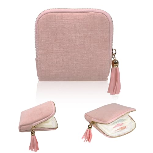 Stratalife Small Travel Jewelry Case, Velvet Storgae Pouch | Portable Jewelry Organizer for Gemstones Healing Crystal & Bracelets Bangles, 6 Pouches Ring Holder with Zipper, Light Pink - color: Light Pink