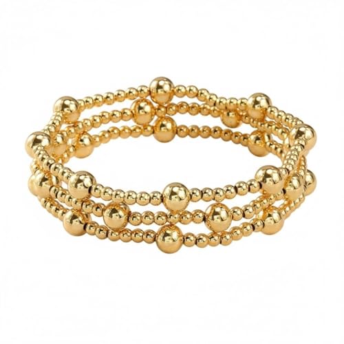Gold Beaded Bracelet Stack for Women Colorful Small Seed Beads Bracelets Set Boho 14K Gold Plated Ball Stackable Stretch Non-Tarnish Dainty Jewelry Trendy Accessory Friendship Gift - color: Ball