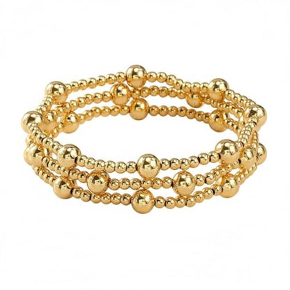 Gold Beaded Bracelet Stack for Women Colorful Small Seed Beads Bracelets Set Boho 14K Gold Plated Ball Stackable Stretch Non-Tarnish Dainty Jewelry Trendy Accessory Friendship Gift - color: Ball