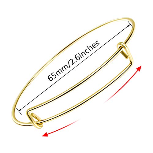UPINS 60Pcs Gold Expandable Bangle Bracelets Adjustable Wire Blank | Stainless Steel Women Bracelets for DIY Jewelry Making Crafting Supplies for Beginners Experienced Jewelry Makers - color: Gold