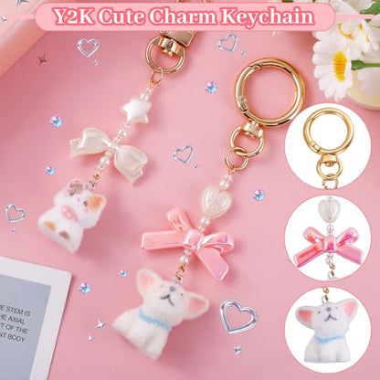 Wurosi Pink 680PCS Keychain Making Kit DIY Crafts, DIY Bag Charm Kit | Includes 78.74 Inch Chains,Tools,Charms and Packaging Supplies, Create Custom Bag Charms Keyrings and Lip Gloss Holders - color: 680 Pcs Pink Keychain Kit