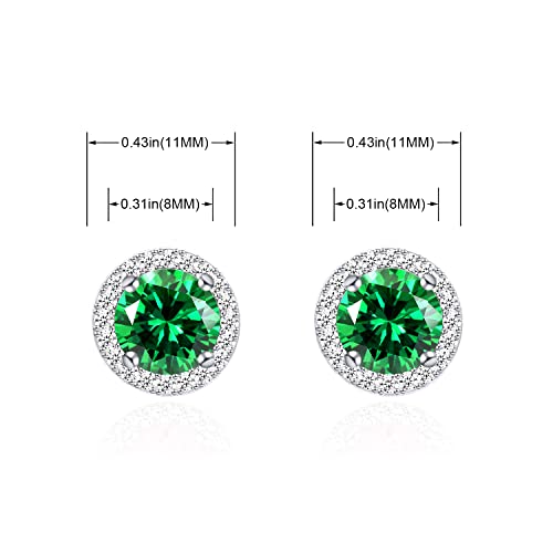 YOQUCOL Bright 8MM,10MM Cubic Zirconia Crystal Stud Earrings Round Pierced Earrings For Women - color: 8MM-Green