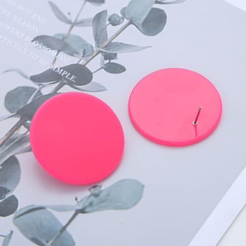 Acrylic Large Round Earrings Tortoise Shell Resin Big Circle Earrings Brown Acrylic Leopard Studs Large Round Disc Studs Jewelry for Women - color: Pink