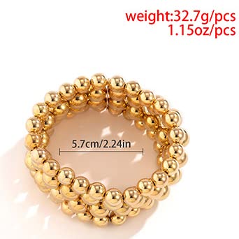 COLORFUL BLING Exaggerated Layered Beads Pendant Chunky Gold Chain Chunky Bib Statement Choker Stackable Strand Necklace for Women Hip Hop Jewelry - color: gold set