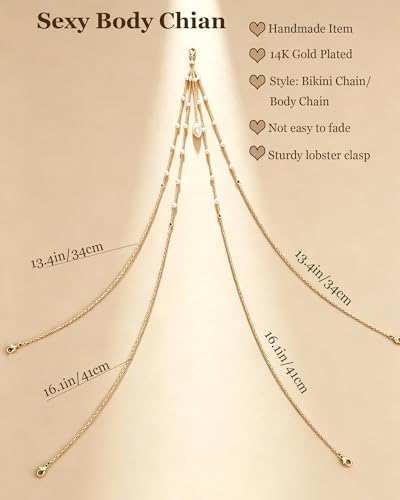 14K Gold Plated Waist Chain for Women, Adjustable Beads Layered Bikini Belly & Body Chain Jewelry for Beach Vacation & Parties - color: Gold-a