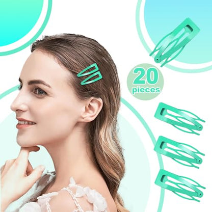 20 Pcs Snap Hair Clips for Women Snap Hair Barrettes Double Grip Hair Clips 3 Prong Clips for Hair Barrettes for Women Girls (Light green) - color: Light green