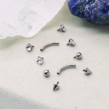 16G Eyebrow Piercing Jewelry Surgical Steel Internal Thread Curved Barbell Tiny Eyebrow Ring Vertical Labret Lip Jewelry Ear Rook Small Christmas Belly Button Ring for Women Men - color: white