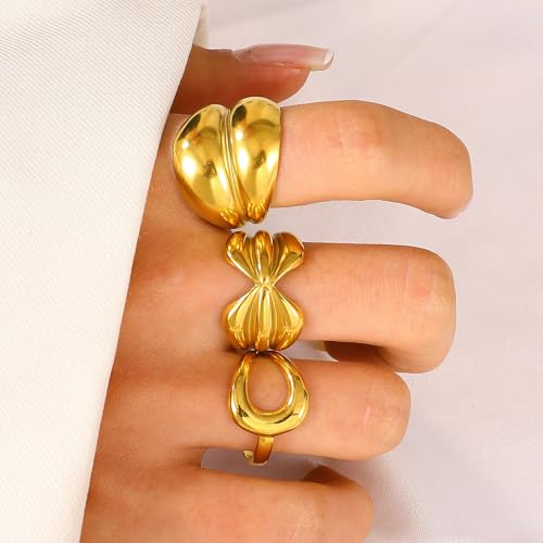 17PCS Silver Knuckle Rings for Women Stainless Steel Rings Set Midi Stackable Rings Simple Smooth Finger Rings Silver Adjustable Rings Jewelry Gift - color: 3pcs/Gold