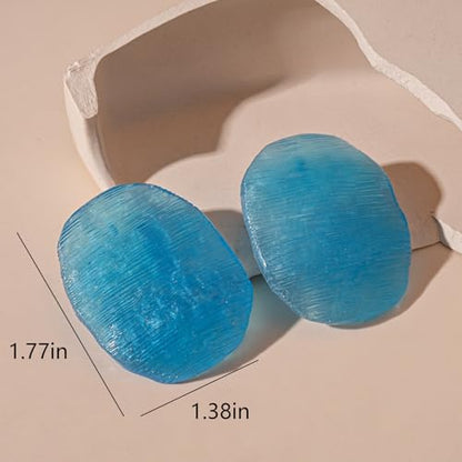 Trendy Resin Acrylic Statement Earrings for Women Chunky Geometric Round Drop Stud Styles Fashionable Modern Lightweight Dangle Earring Set - color: B:Blue