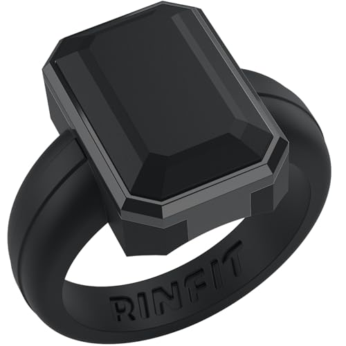 Patented Metal-Framed Silicone Rings - Emerald Collection - color: Pack G - Black / Metal Gunmetal Grey