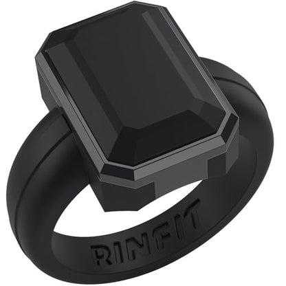 Rinfit Emerald Silicone Ring with Stainless Steel Frame - color: Pack G - Black / Metal Gunmetal Grey
