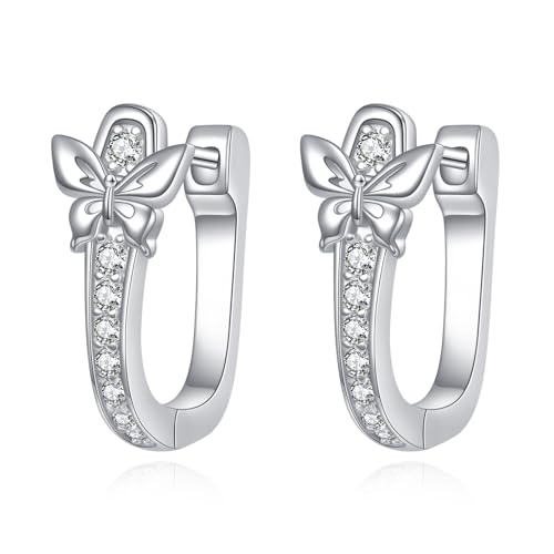 Blue Evil Eye/Celtic/Owl/Moonstone/Paw Print/Cubic Zirconia Hoop Earrings for Women 925 Sterling Silver Women Earrings Jewelry - style: Butterfly