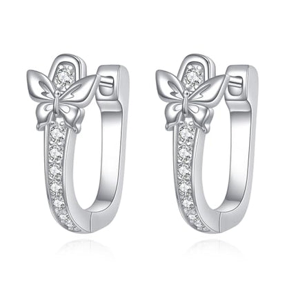 Blue Evil Eye/Celtic/Owl/Moonstone/Paw Print/Cubic Zirconia Hoop Earrings for Women 925 Sterling Silver Women Earrings Jewelry - style: Butterfly