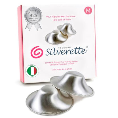 Silverette® The Original Silver Nursing Cups, Nipple Covers for Breastfeeding Essentials, Pure 925 Silver Nipple Shields - color: Medium - XL