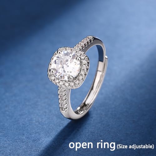 4pcs Cubic Zirconia Wedding Jewelry Sets for Bride Bridesmaid Cubic Zirconia Pendant Necklace Earrings Link Tennis Bracelet Open Ring Set for Women Birthday/Valentine's Day/Mother's Day/Christmas