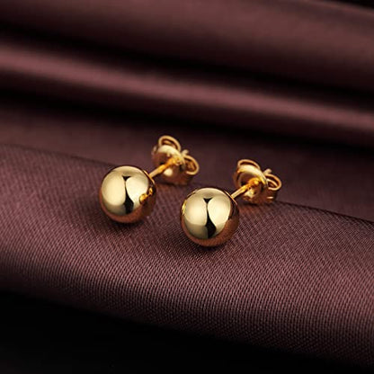 Jiamiaoi Ball Stud Earrings Set Sizes 4mm-10mm,High Polish Finish Ball Studs Hypoallergenic 925 Sterling Silver Stud Earrings for Women Men - color: B-Yellow, size: 6MM