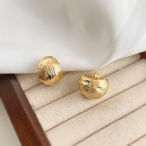 Clip On Hoop Earrings for Women Not Pierced Gold Silver Large Chnky Square Twisted Comfortable Coil Hoop Clip On Earrings - color: Textured Gold
