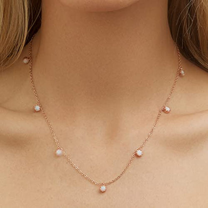 Barzel 18K White Gold & 18K Rose Gold with Created Fire Opal Necklaces In 18 Inches with 2 Inches Extension - color: Rose Gold