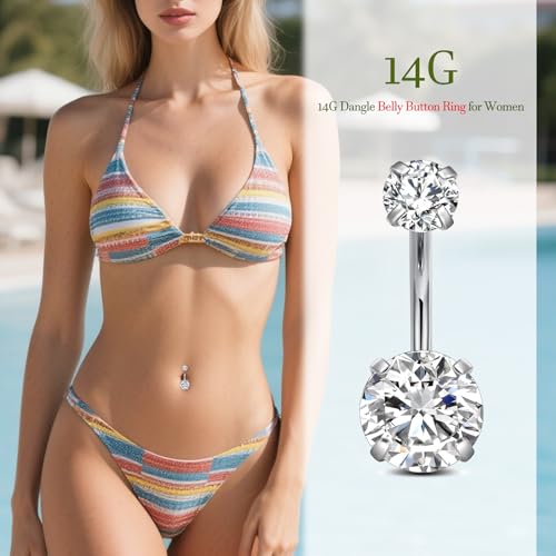 D.Bella 14G Stainless Steel Belly Button Rings 10mm 3/8" Barbell Belly Navel Rings Piercing for Women - style: Style D