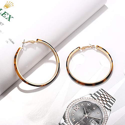 Acrylic Earrings Lightweight Hoop Earrings Statement Resin Drop Dangle Stud Earrings Fashion Jewelry For Women - color: Tortoiseshell